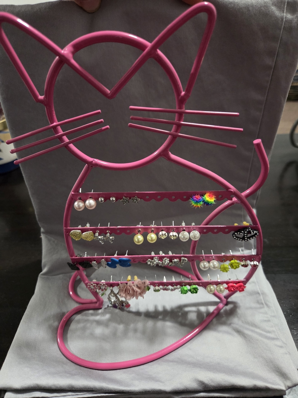 Pink Cat-Shaped Kids Earring & Jewelry Organizer